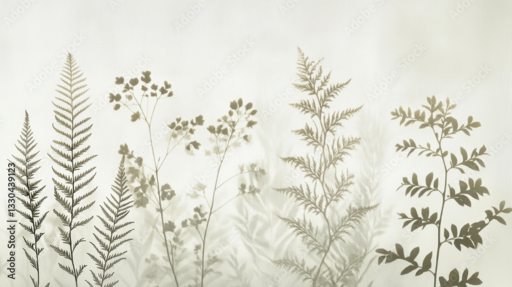 minimalistic plant silhouettes in soft-focus misty haze with delicate fern and wildflowers, blurred diffused light in neutral earthy tones, creating elegant atmospheric depth and natural elegance minimalistic plant silhouettes in soft-focus misty haze with delicate fern and wildflowers, blurred diffused light in neutral earthy tones, creating elegant atmospheric depth and natural elegance