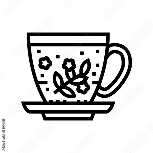 tea herbs meal drink line icon vector illustration