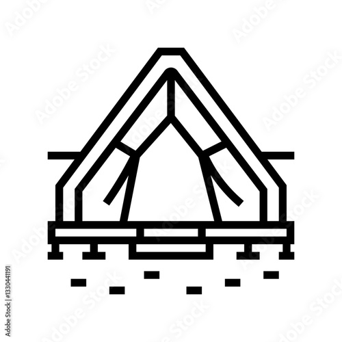 tent outdoor retreat wellness sustainable fitness line icon vector illustration