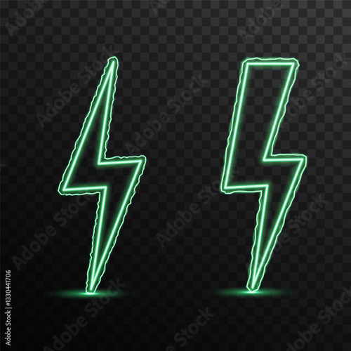 Bright neon thunder flash flickers dynamically, sparking futuristic digital aesthetic. Surging electrical beams cascade swiftly, illuminating mystic storm landscapes. Thunderbolt glow vibrates
