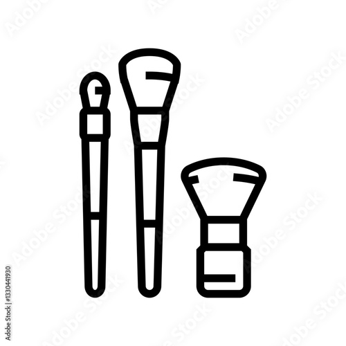 wooden makeup brush sustainable beauty line icon vector illustration
