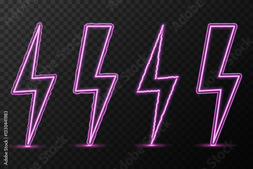 Bright neon thunder flash flickers dynamically, sparking futuristic digital aesthetic. Surging electrical beams cascade swiftly, illuminating mystic storm landscapes. Thunderbolt glow vibrates