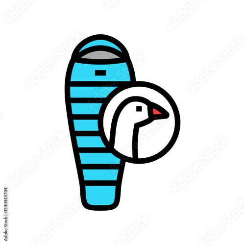 down sleeping bag goose color icon vector illustration