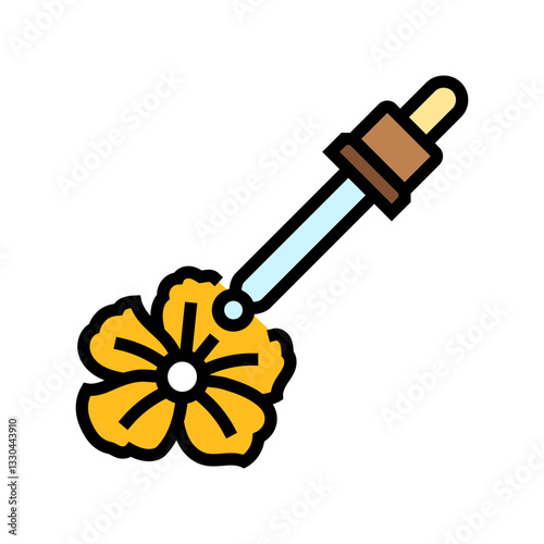 floral oil dropper sustainable beauty color icon vector illustration
