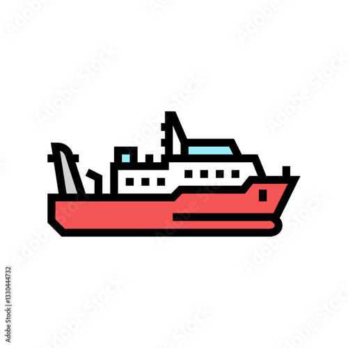 marine research vessel world ocean color icon vector illustration
