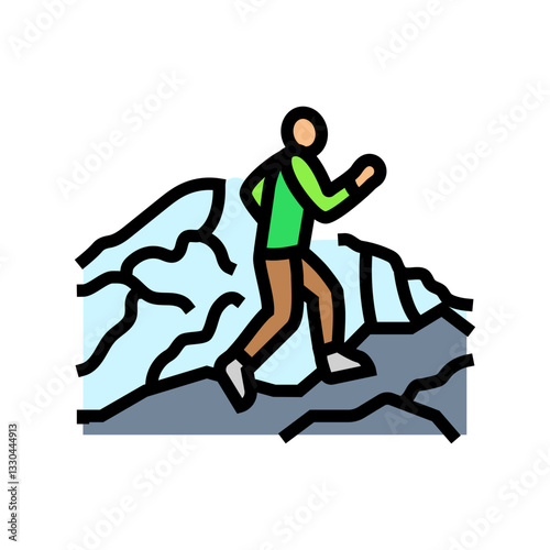 mountain trail running outdoor fitness color icon vector illustration
