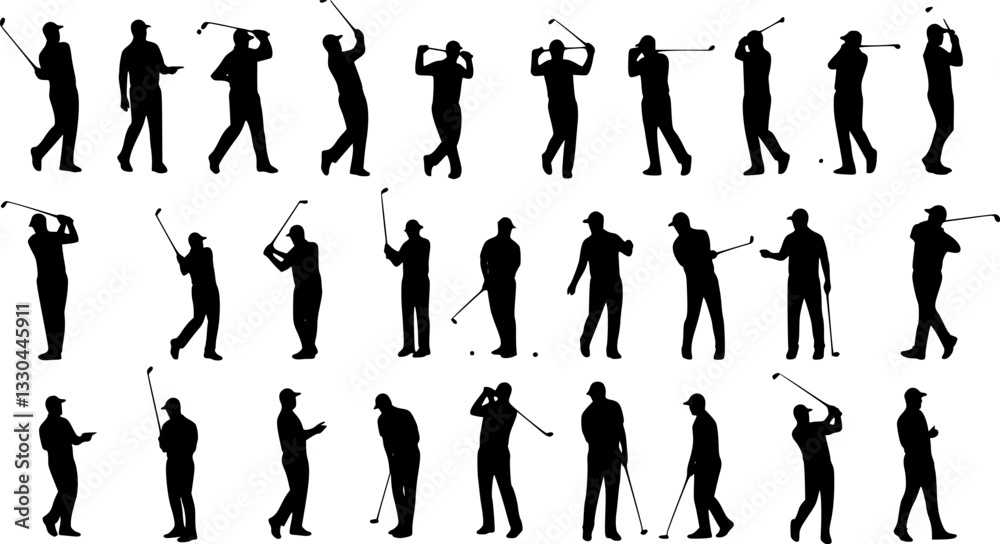 Golf silhouettes, Vector set of golf players
Golf silhouettes, Vector set of golf players