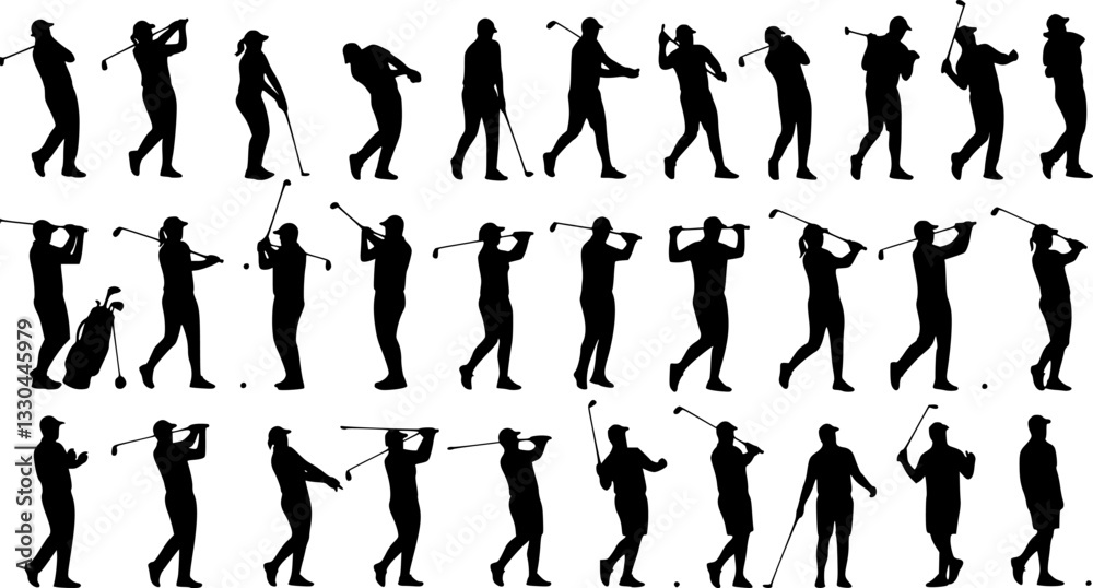 Golf silhouettes, Vector set of golf players
Golf silhouettes, Vector set of golf players