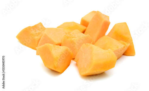 Wallpaper Mural A group of cut and slice butternut squash chunks on a white background.  Torontodigital.ca