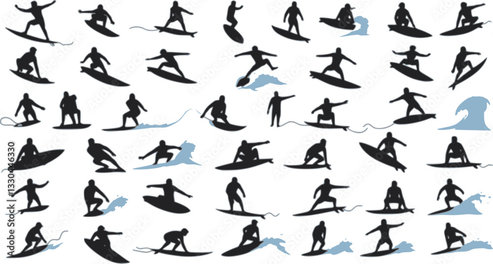 Surfing Silhouette, vector set of surfer silhouette, surf vector pack
Surfing Silhouette, vector set of surfer silhouette, surf vector pack