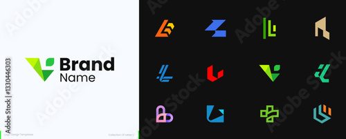 Collection of letter L logo icon design, Symbol L for technology, Identity and business, Creative set of initial letter L, Vector illustration template inspiration with style modern, abstract, simple.