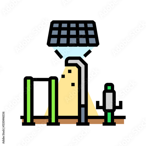 solar powered lighting outdoor workouts color icon vector illustration