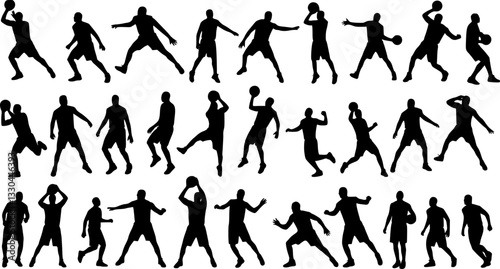 Vector set of Basketball players silhouettes, Basketball silhouettes
