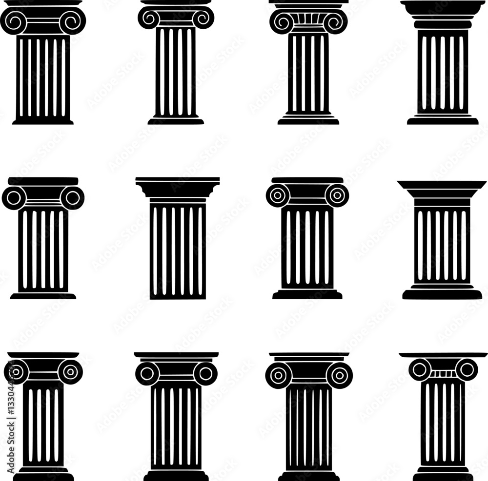 black column icons. Ancient columns vector icon set. Vector black column icons set on white background.
black column icons. Ancient columns vector icon set. Vector black column icons set on white background.