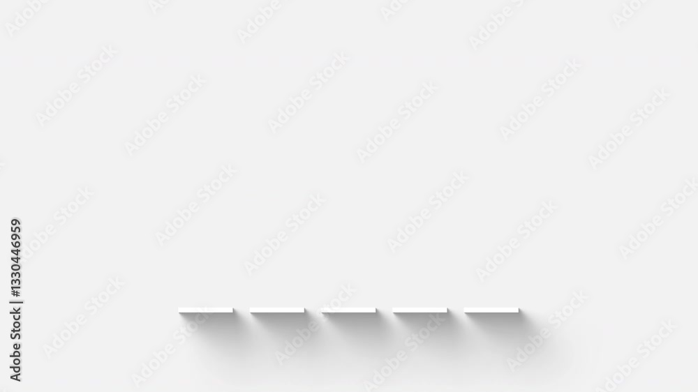 Chart Bars Going Down with Arrow in Modern Minimal 3D Style with Soft Shadows Animation on White Background - 4K Horizontal Video 6 seconds Seamless Loop