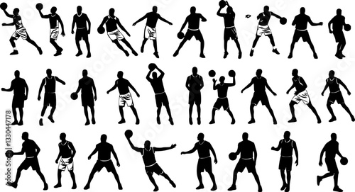 Vector set of Basketball players silhouettes, Basketball silhouettes
