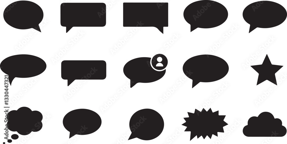 Fototapeta premium Vector speach bubbles icon set on grey background 