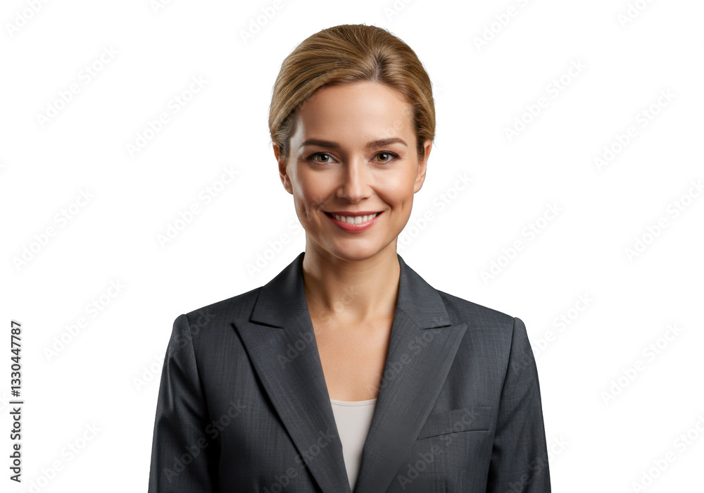 A professional businesswoman in a suit, smiling confidently, against a transparent background. A professional businesswoman in a suit, smiling confidently, against a transparent background.