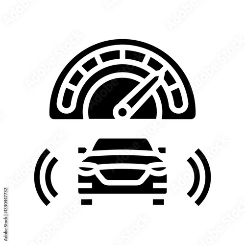 adaptive cruise control glyph icon vector illustration