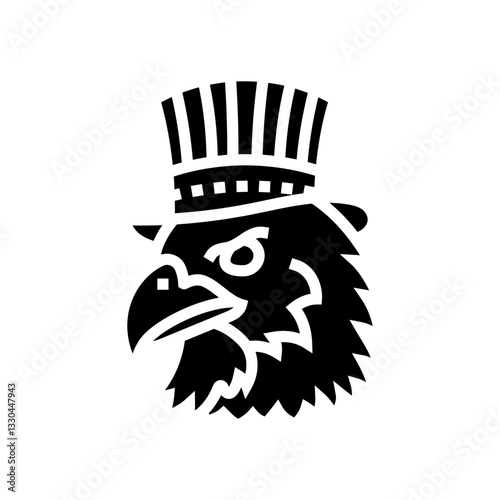 bald eagle uncle sam hat glyph icon vector illustration