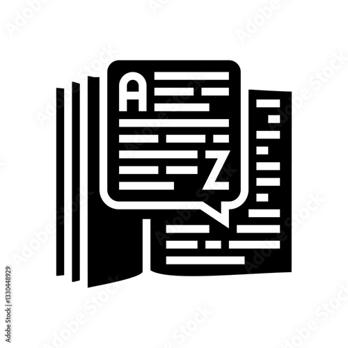 dictionary nlp glyph icon vector illustration