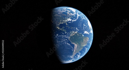 Stunning Earth Half Lit by Sunlight. AI Generated