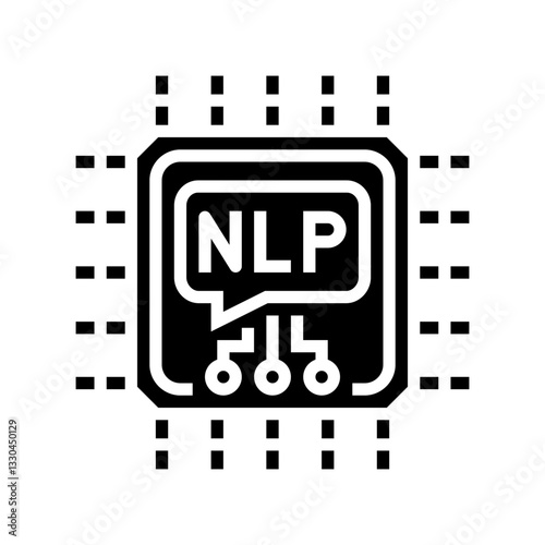 language processor chip nlp glyph icon vector illustration