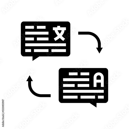 language translation nlp glyph icon vector illustration