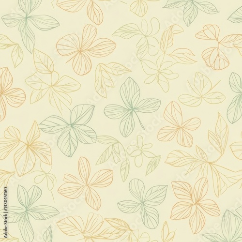 Wallpaper Mural Delicate, pastel-colored leaf pattern, ideal for fabric, paper, or digital projects Torontodigital.ca