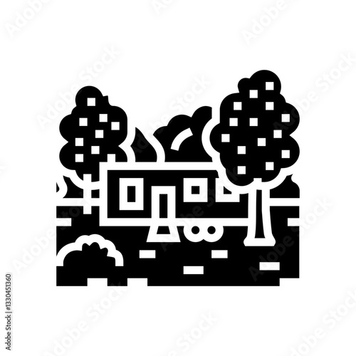 rustic forest mobile home glyph icon vector illustration