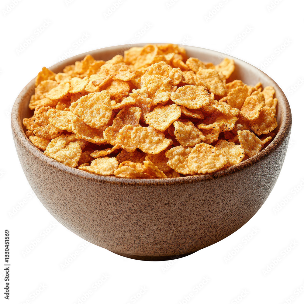 A bowl of crispy cornflakes with milk isolated on white background.PNG A bowl of crispy cornflakes with milk isolated on white background.PNG