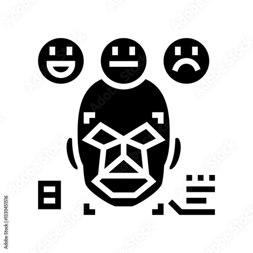 sentiment analysis face nlp glyph icon vector illustration
