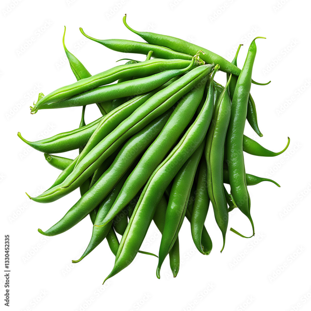 Fresh Green Beans with Smooth Green Pods Isolated on Transparent Background Fresh Green Beans with Smooth Green Pods Isolated on Transparent Background