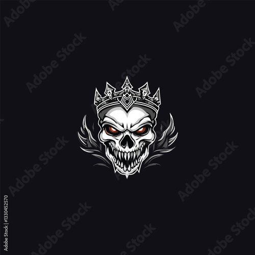 Beast skull with crown design vector template illustration