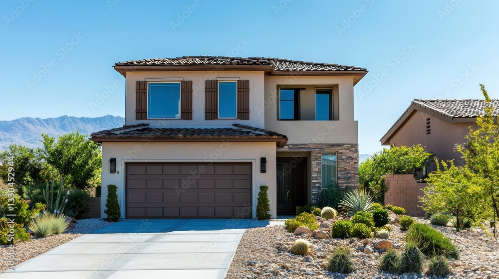 Fototapeta premium Modern Architectural Design of a Residential Home in Suburban Area