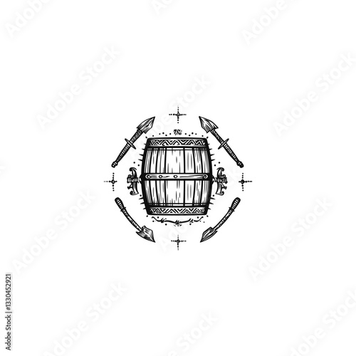 Old barrel design vector template illustration