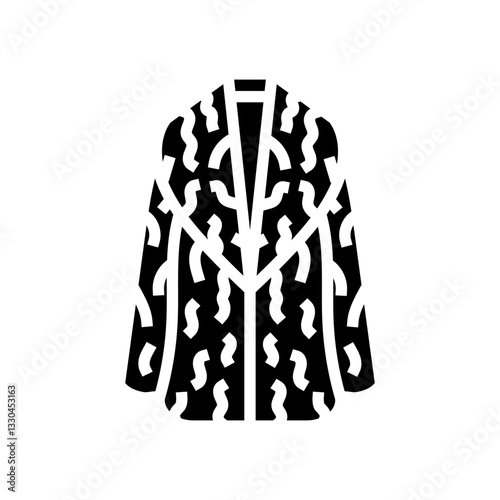 voluminous faux fur coats stylish clothes glyph icon vector illustration