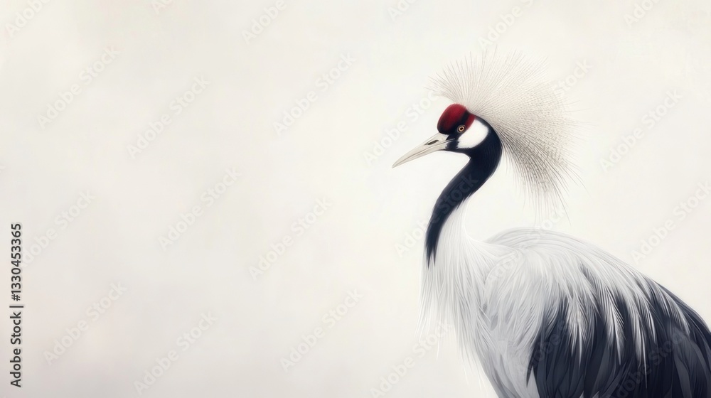 Obraz premium Elegant crane portrait against a soft backdrop
