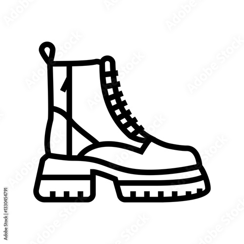 chunky boots stylish clothes line icon vector illustration