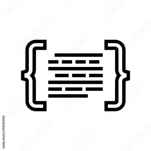 code brackets with letters nlp line icon vector illustration