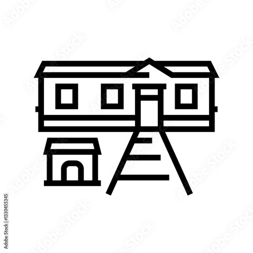 doghouse mobile home line icon vector illustration