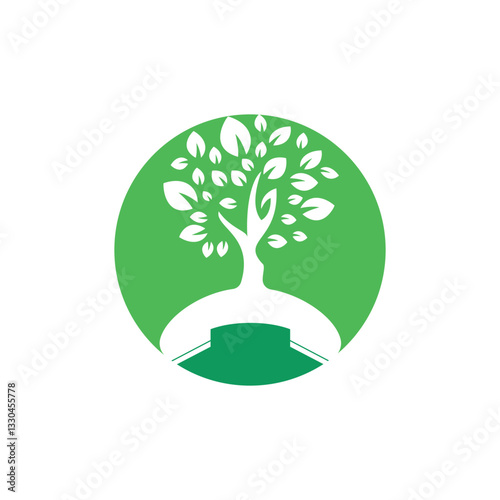 Nature call vector logo design. Handset tree icon design template.