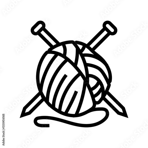 knitting needles slow living line icon vector illustration