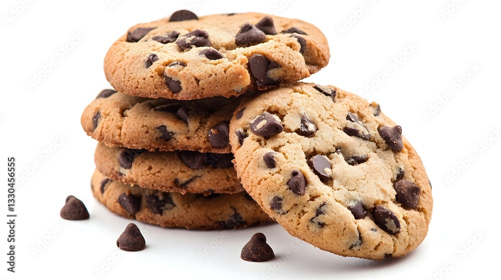Chocolate chip cookies stack isolated on white Chocolate chip cookies stack isolated on white