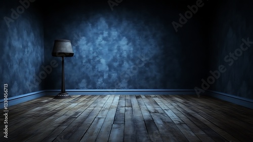 Dark Room Lamp Floor Corner Walls Blue