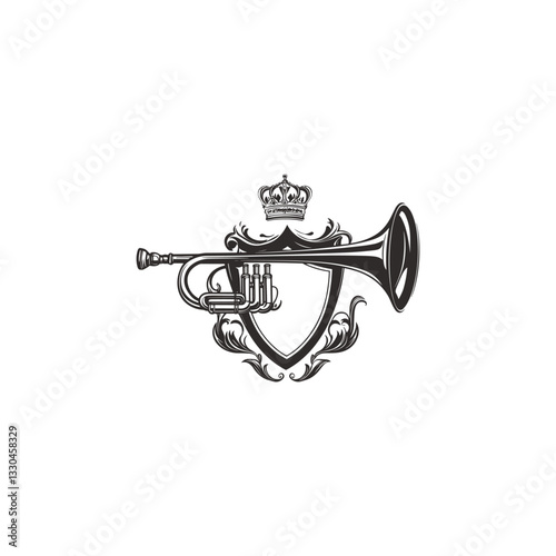 Medieval trumpet design vector template illustration