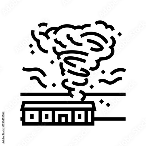 tornado mobile home line icon vector illustration