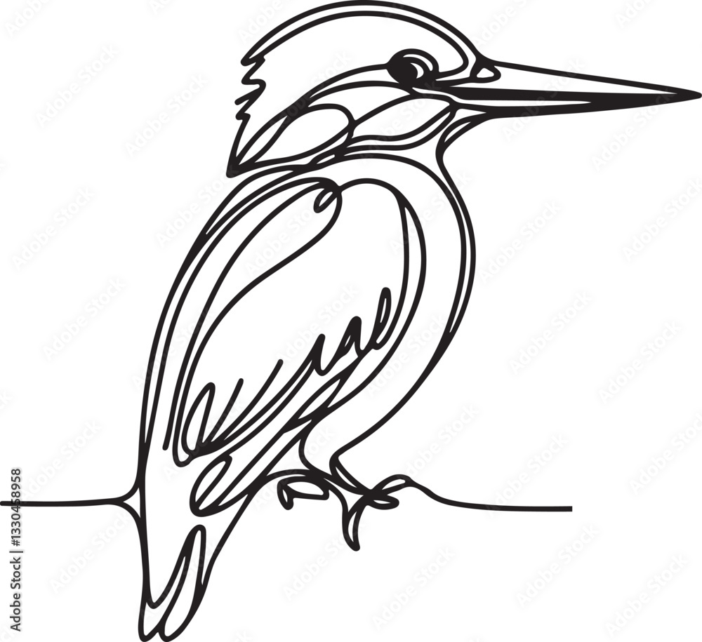 Obraz premium Kingfisher Line Art Vector Illustration
