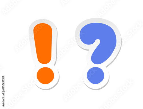 Exclamation mark icon in red speech bubble. Linear question mark.  with black line, doodle style.