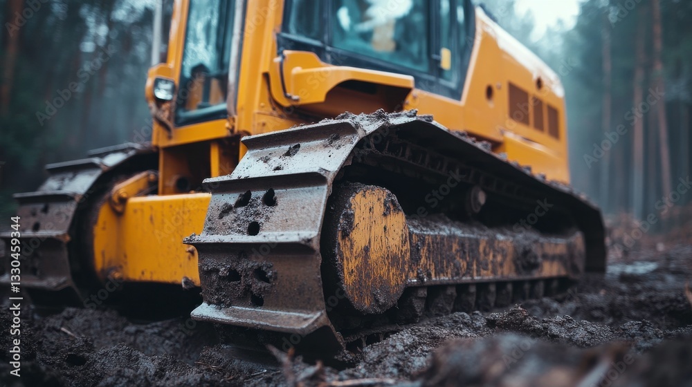 Vibrant Urban Landscape with Ground Leveling Equipment Vibrant Urban Landscape with Ground Leveling Equipment